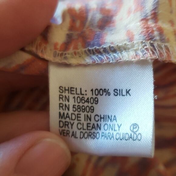 Antonio Melanii 100% Silk Blouse Pink & Cream Aztec Career Short Sleeve.‎ XS. - Picture 4 of 5